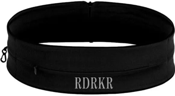 FlexiStash Durable Convenient Flexible Spandex Elastic Fitness Waist Belt With Zipper Fanny Pack Travel Sports Exercise Running Leisure Outdoor (BLACK, MEDIUM)