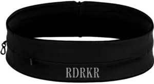 FlexiStash Durable Convenient Flexible Spandex Elastic Fitness Waist Belt With Zipper Fanny Pack Travel Sports Exercise Running Leisure Outdoor (BLACK, MEDIUM)