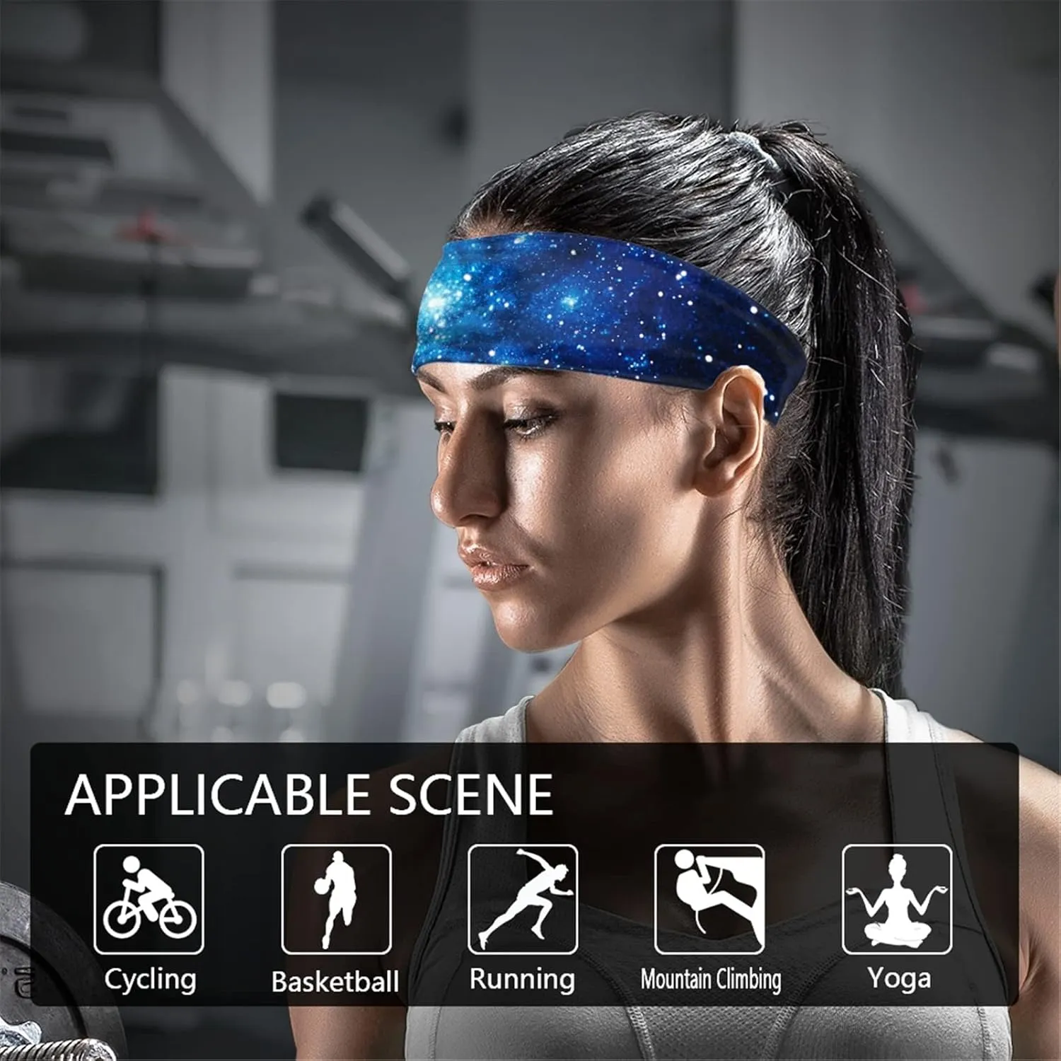 Forchrinse Blue Camouflage Print Sport Headbands Elastic Soft Hairband Sweatband for Men Women,Workout Yoga Running