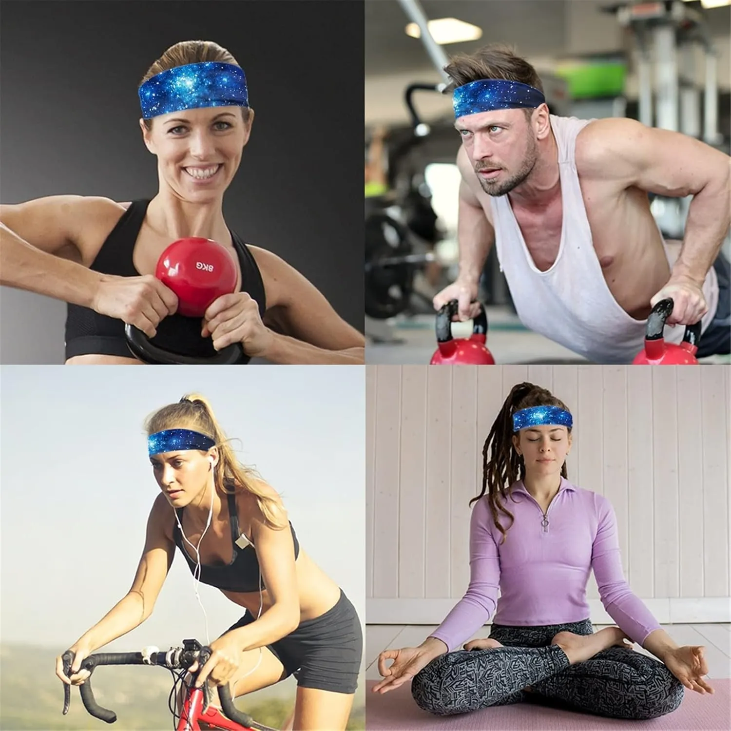 Forchrinse Blue Camouflage Print Sport Headbands Elastic Soft Hairband Sweatband for Men Women,Workout Yoga Running