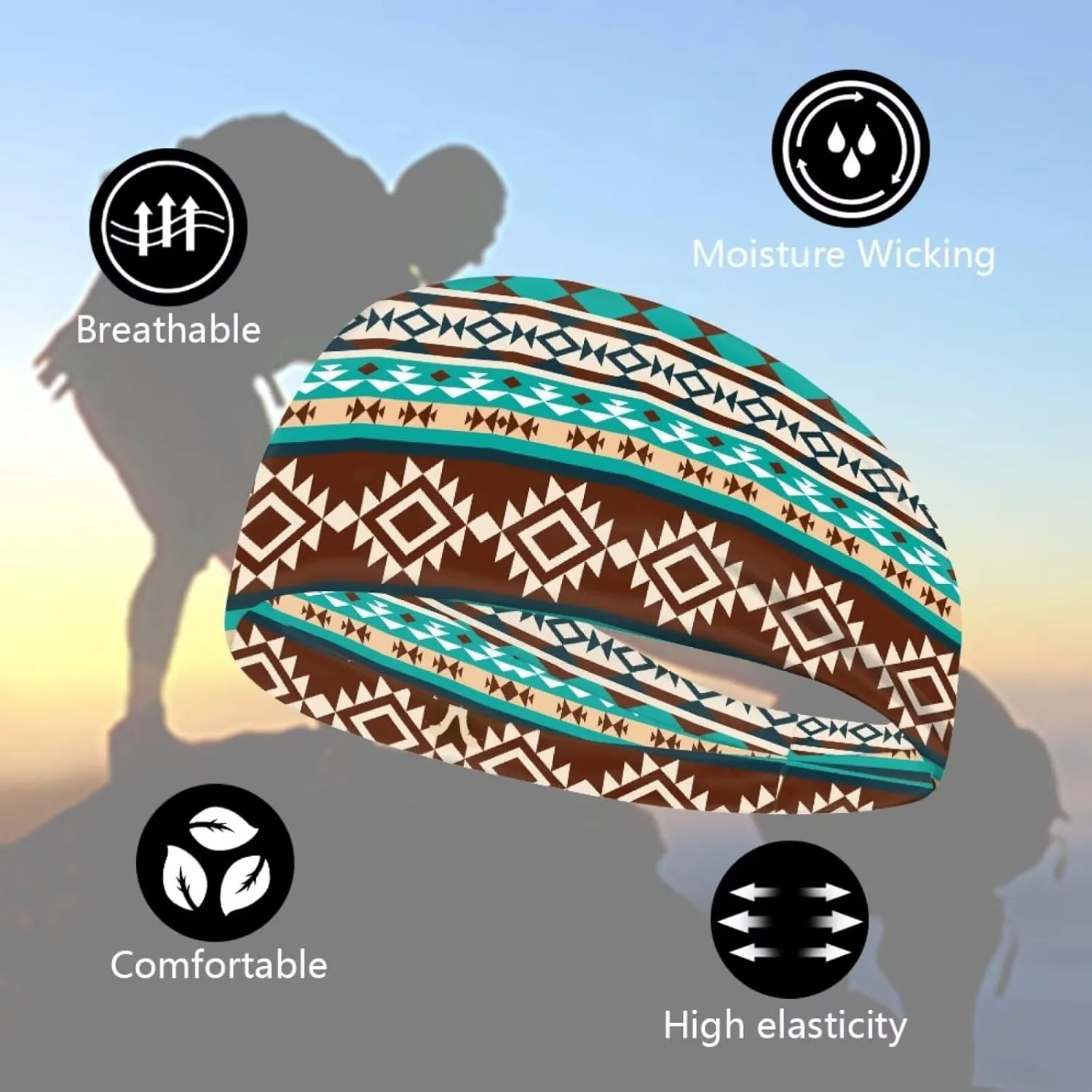 Forchrinse Blue Camouflage Print Sport Headbands Elastic Soft Hairband Sweatband for Men Women,Workout Yoga Running
