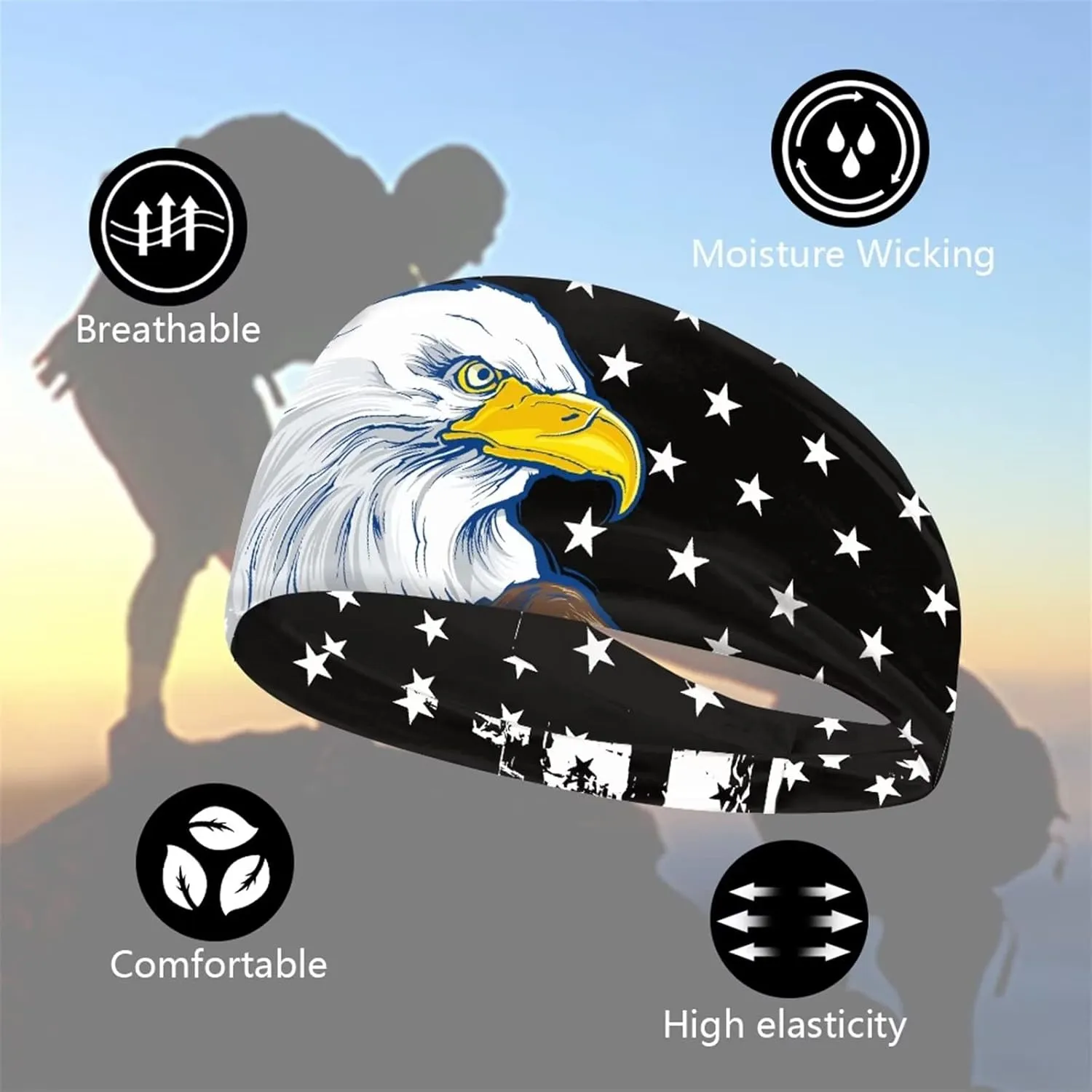 Forchrinse Cow Print Sweatband Sweat Headband for Women Men Cute Sport Headband Set of 4 for Running Yoga Fitness