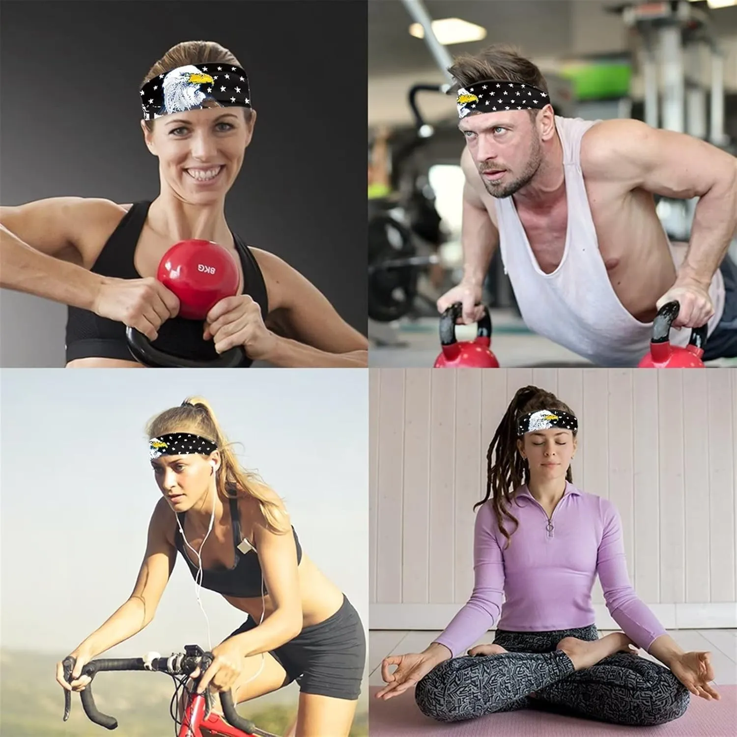 Forchrinse Cow Print Sweatband Sweat Headband for Women Men Cute Sport Headband Set of 4 for Running Yoga Fitness