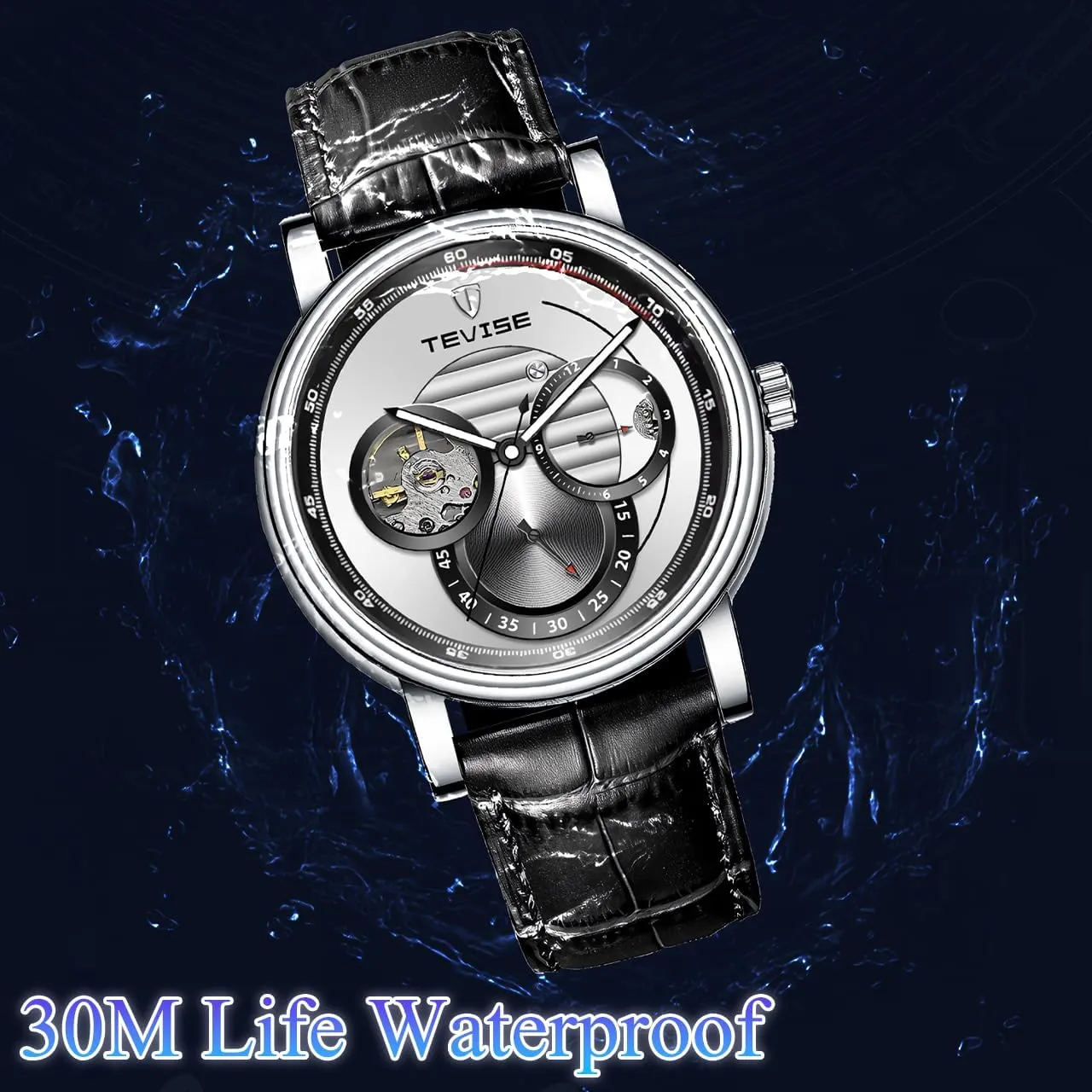 Fully Automatic Men's Mechanical Watch Tourbillon Hollow Timing Dial Men's Waterproof Noctilucent Simple Business Mechanical Watch Personal Watch