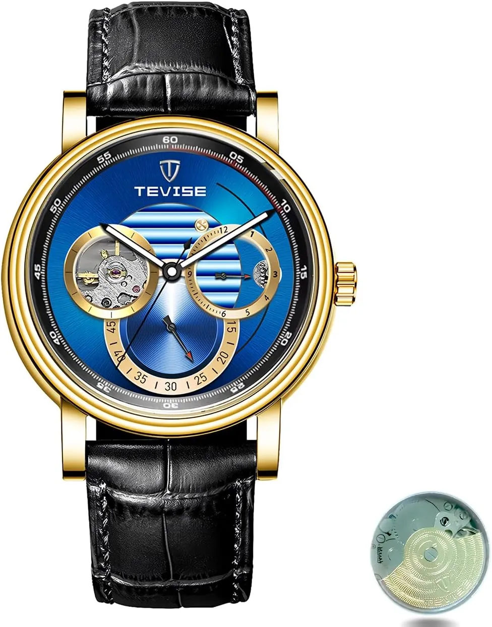 Fully Automatic Men's Mechanical Watch Tourbillon Hollow Timing Dial Men's Waterproof Noctilucent Simple Business Mechanical Watch Personal Watch