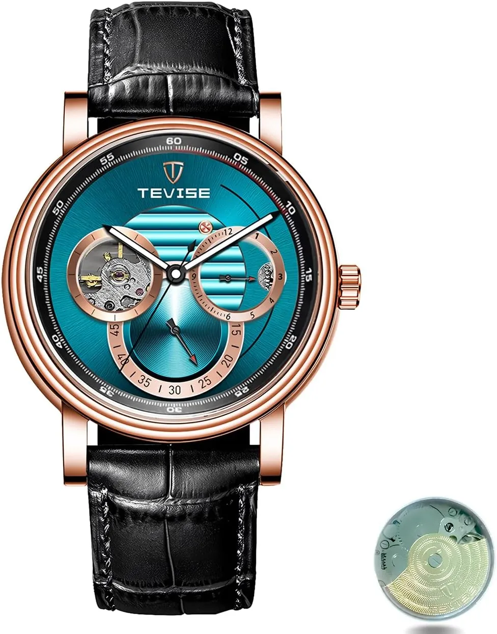 Fully Automatic Men's Mechanical Watch Tourbillon Hollow Timing Dial Men's Waterproof Noctilucent Simple Business Mechanical Watch Personal Watch