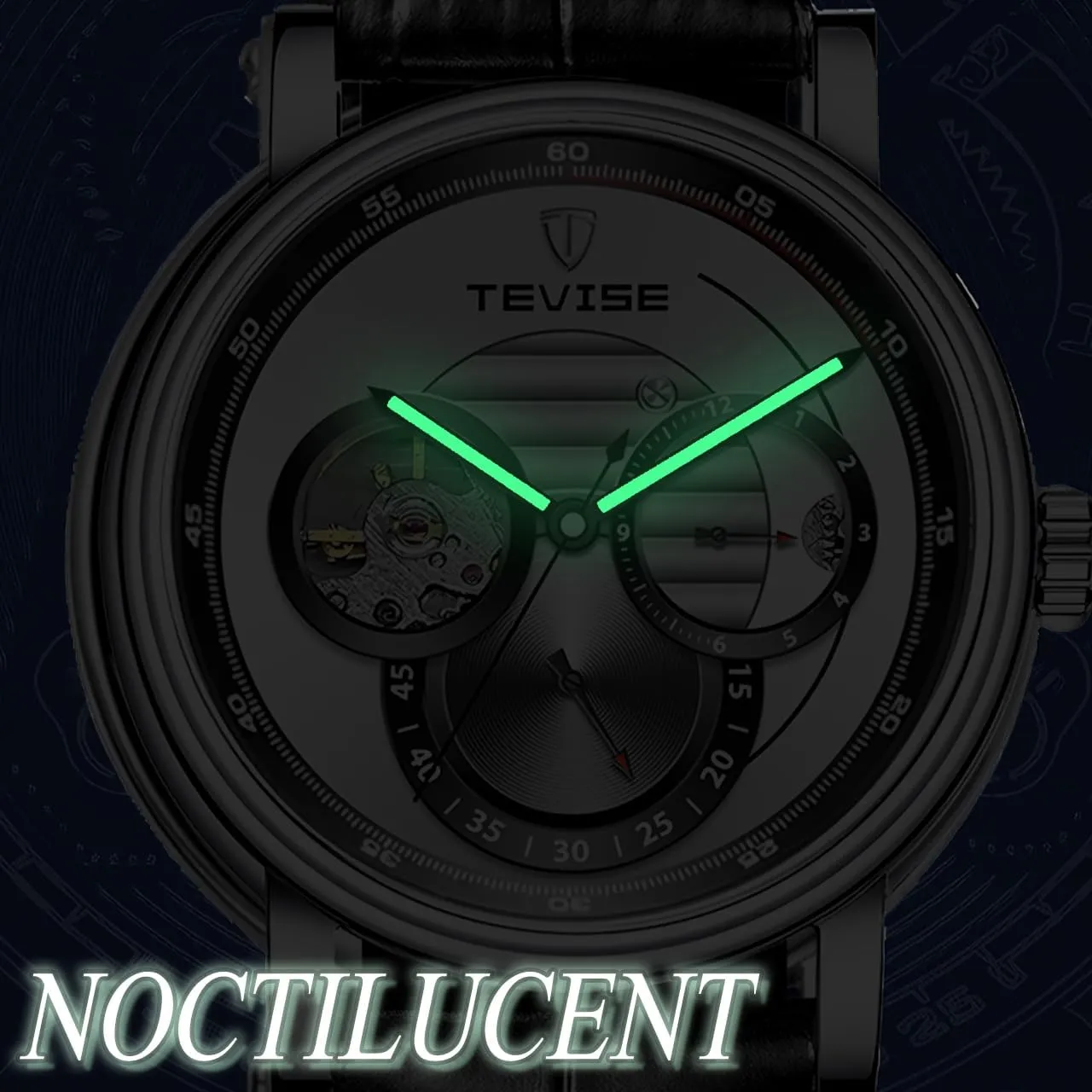 Fully Automatic Men's Mechanical Watch Tourbillon Hollow Timing Dial Men's Waterproof Noctilucent Simple Business Mechanical Watch Personal Watch