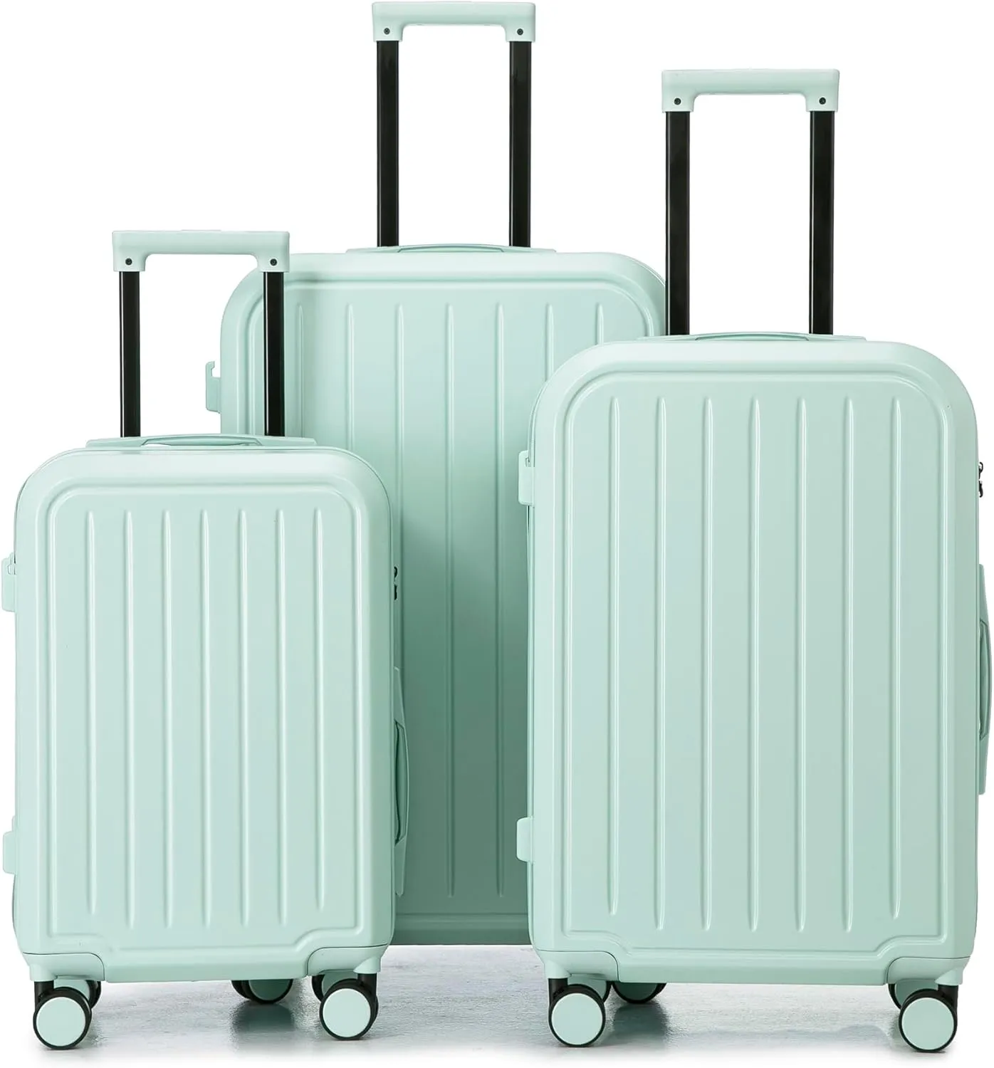 Functional and Stylish 20/24/28in ABS Spinner Wheel Luggage with Cup Holder & USB Port, Mint Green
