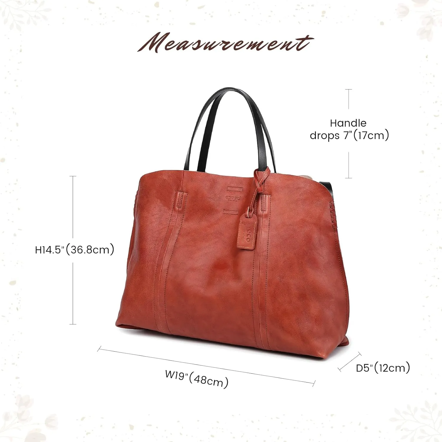 Genuine Leather Forest Island Tote | Spacious Handbag with Removable Inner Pouches