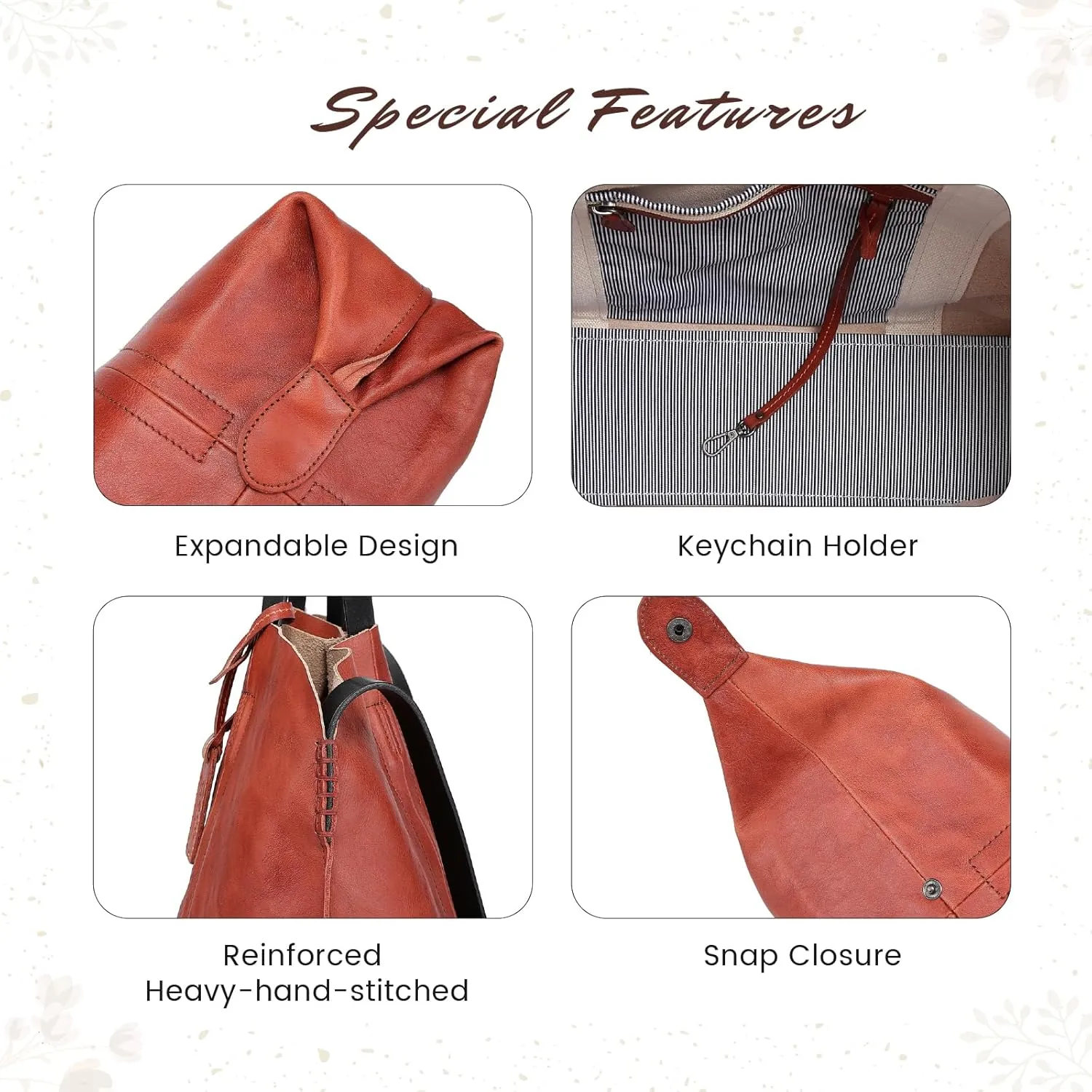 Genuine Leather Forest Island Tote | Spacious Handbag with Removable Inner Pouches