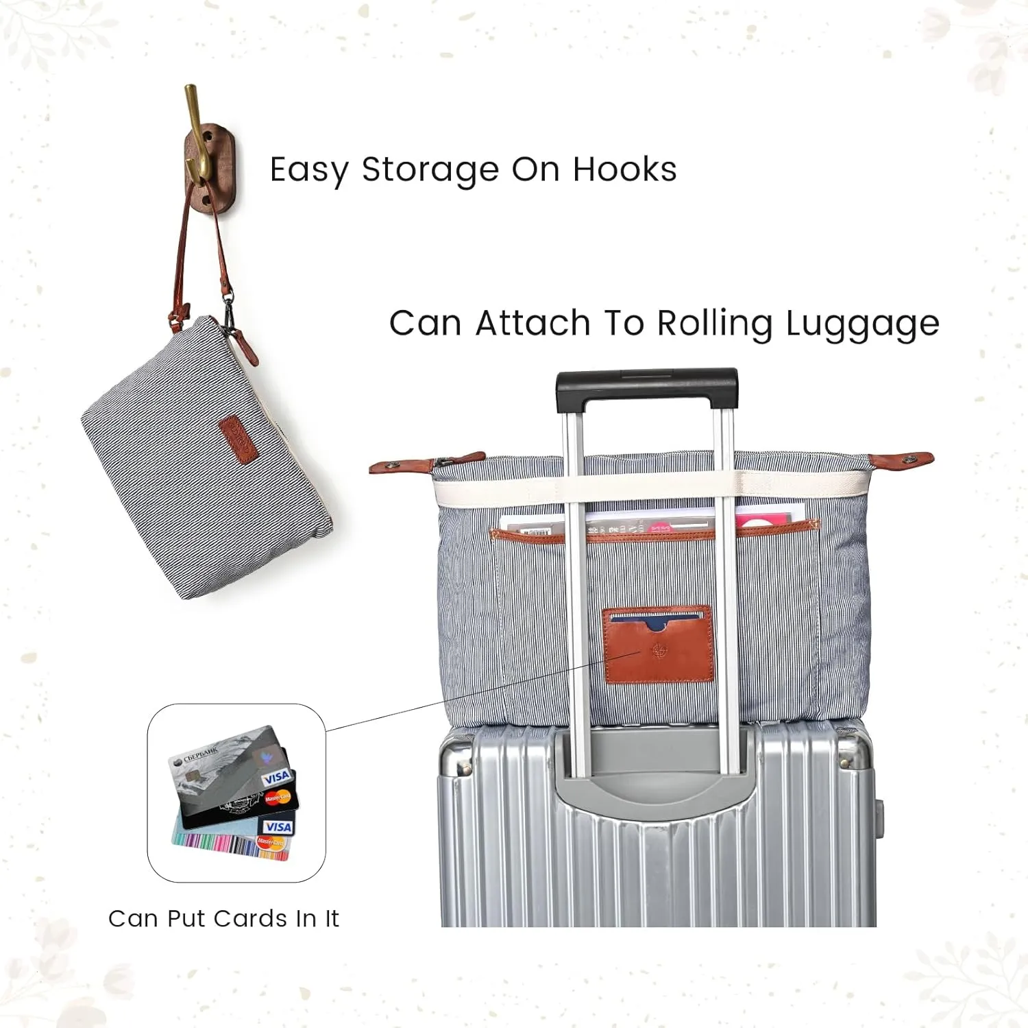 Genuine Leather Forest Island Tote | Spacious Handbag with Removable Inner Pouches