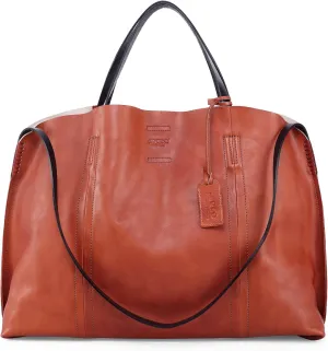 Genuine Leather Forest Island Tote | Spacious Handbag with Removable Inner Pouches