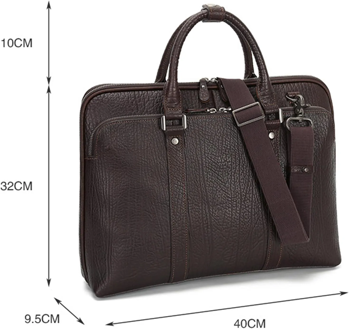 Genuine Leather Men's Briefcase Laptop Bag, Business Messenger Shoulder Bag, Multi-Functional Crossbody, for Work Travel
