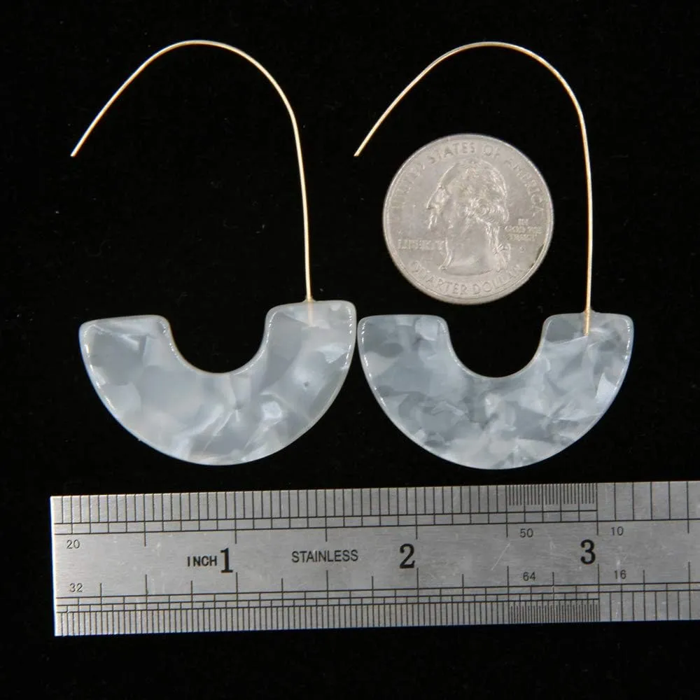 Geometric Semicircles Shape Design Resin Drop Threader Earrings for Women's Gift