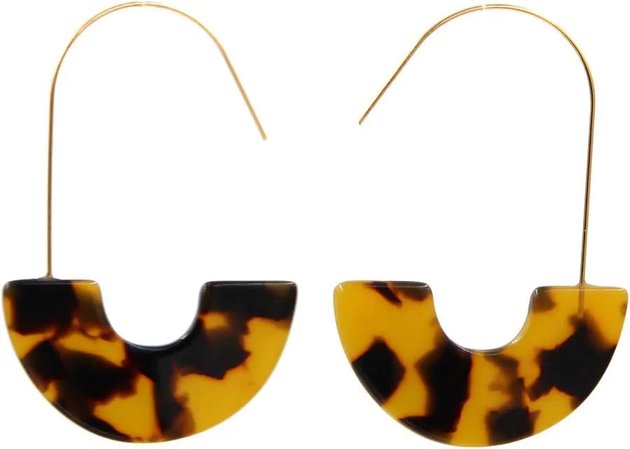 Geometric Semicircles Shape Design Resin Drop Threader Earrings for Women's Gift