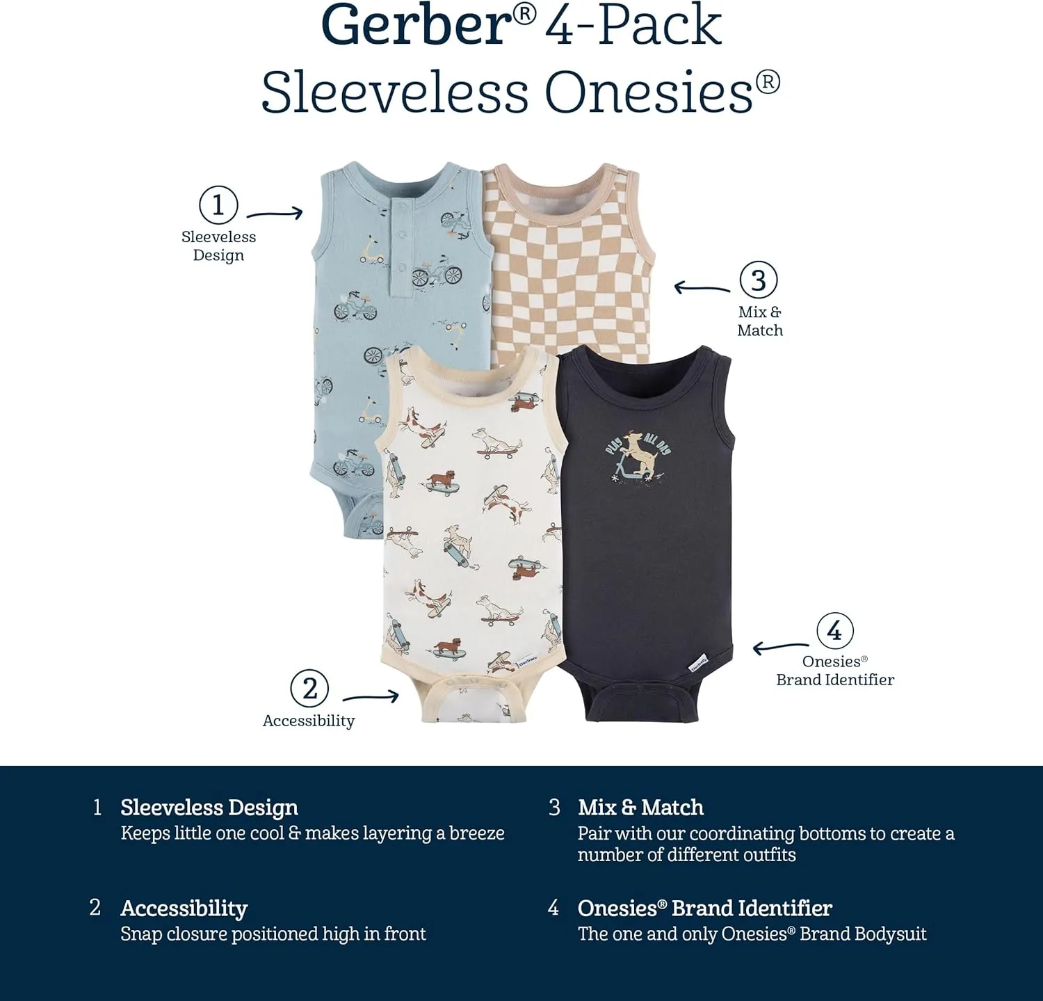 Gerber Baby Boys Multi-Pack Sleeveless Onesies Bodysuit