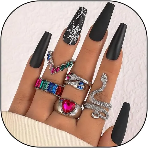 GIGB PBDK Gold Knuckle Stackable Rings Set for Women Crystal CZ Statement Stacking Ring Sets Silver Vintage Snake Love Heart Mid Finger Rings for Her