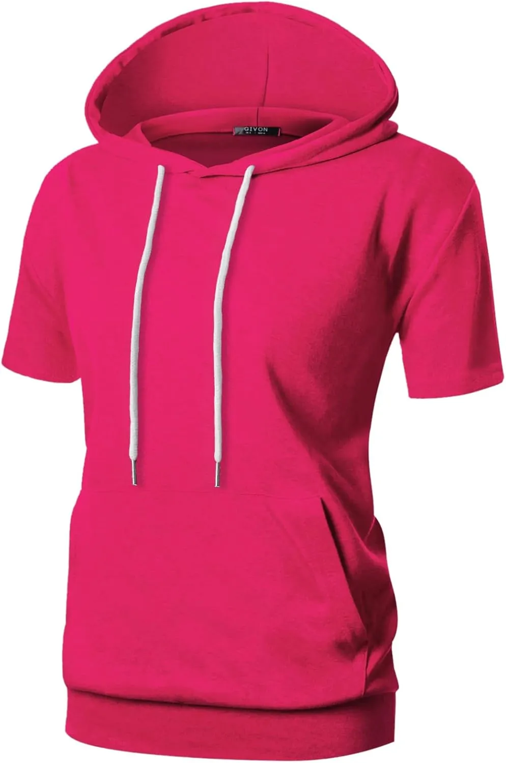 GIVON Women's Comfortable Short Sleeve Hoodie Pullover Hooded Sweatshirt with Kangaroo Pocket
