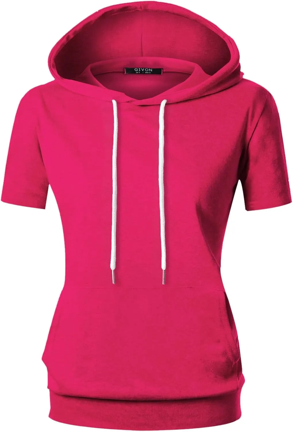 GIVON Women's Comfortable Short Sleeve Hoodie Pullover Hooded Sweatshirt with Kangaroo Pocket