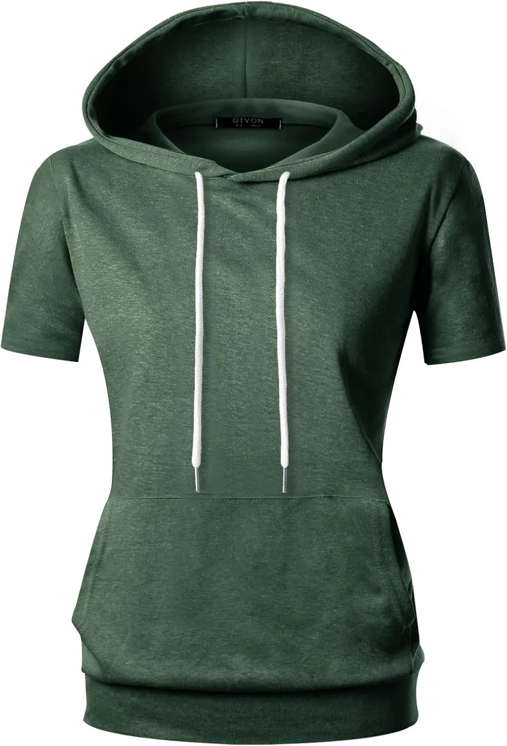 GIVON Women's Comfortable Short Sleeve Hoodie Pullover Hooded Sweatshirt with Kangaroo Pocket