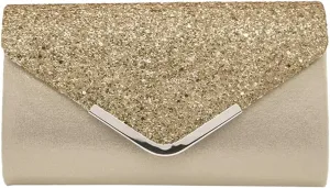Glitter Clutch Purse for Women Sparkly Evening Bag with Chain Compact Functional Envelope Clutch Party Wedding Prom