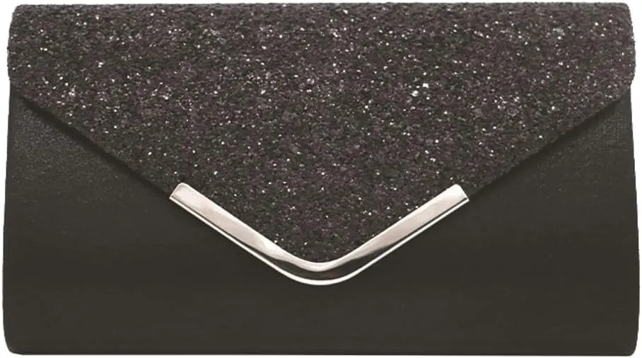 Glitter Clutch Purse for Women Sparkly Evening Bag with Chain Compact Functional Envelope Clutch Party Wedding Prom