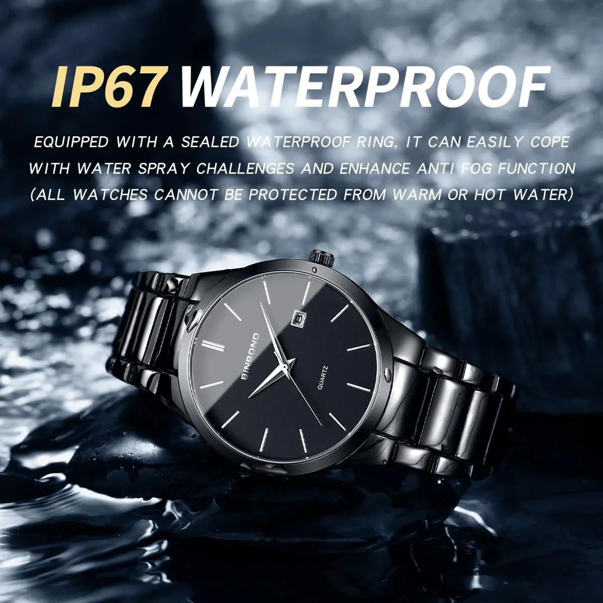 Gosasa Business Dress Men's Quartz Watch Stainless Steel Waterproof Analog Wrist Watch with Date Display Classic Casual Men Watches