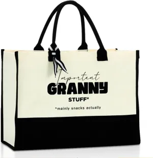 Granny's Canvas Tote Bags - Reusable Grocery & Beach Bags for Grandma, Mother's Day & Birthday Gifts
