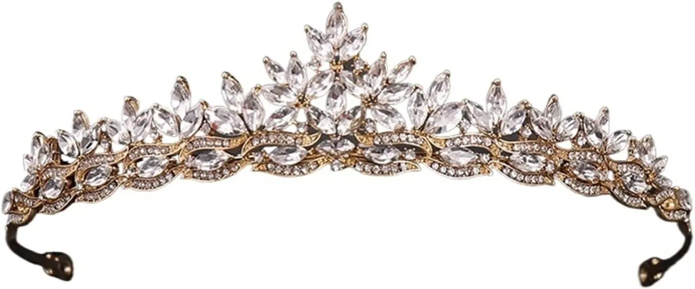 Hair Band Rhinestone Crystal Crown and Tiara Bridal Hair Jewelry Headpiece Party Tiaras Crowns for Women Wedding Hair Accessories(Red)