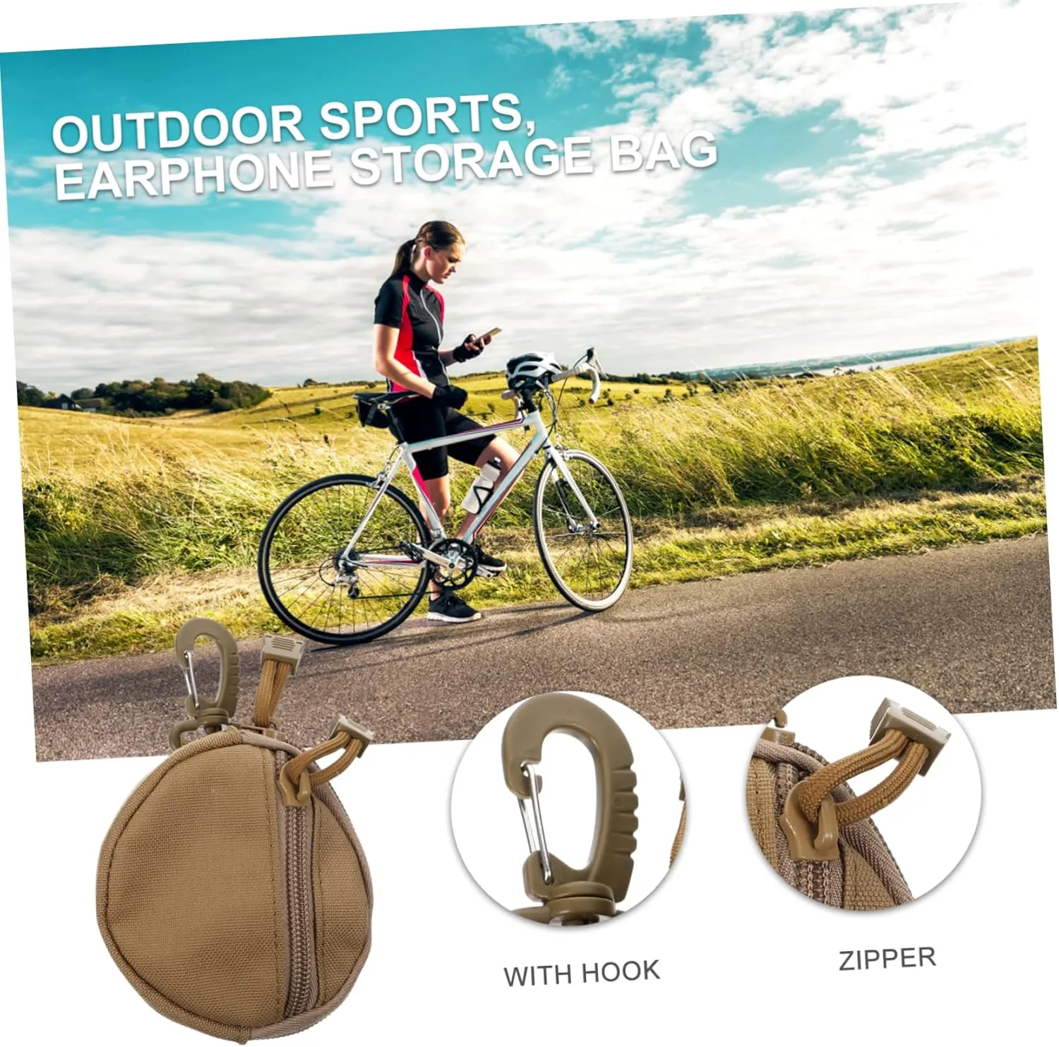 HANABASS Sports Coin Bag Headphone Pocket Sturdy Polyester Pouch for Outdoor Use Travel Essential