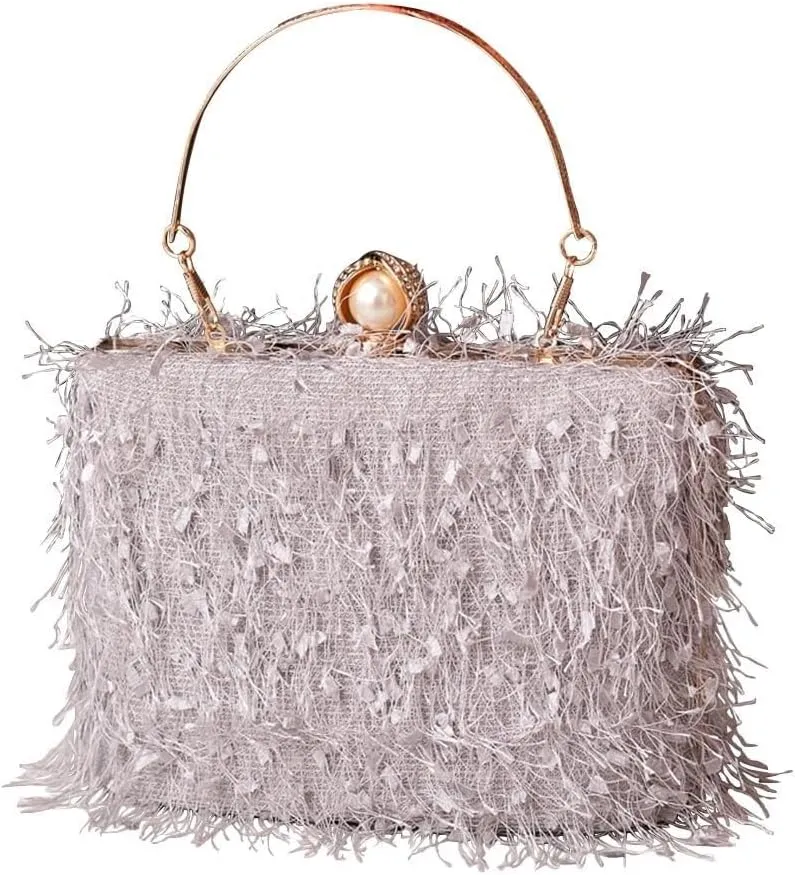 Handbag for Women Bridal Wedding Purse Shoulder Detachable Elegant Crossbody Evening Rhinestone Clutch Beaded