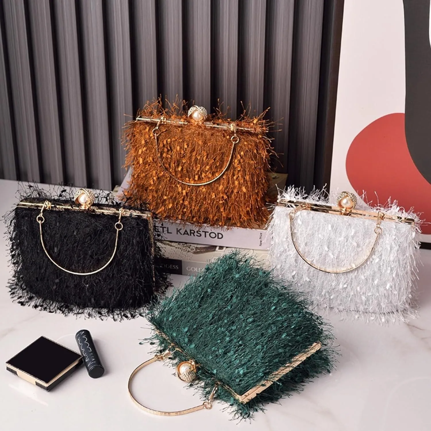 Handbag for Women Bridal Wedding Purse Shoulder Detachable Elegant Crossbody Evening Rhinestone Clutch Beaded