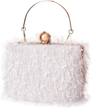 Handbag for Women Bridal Wedding Purse Shoulder Detachable Elegant Crossbody Evening Rhinestone Clutch Beaded