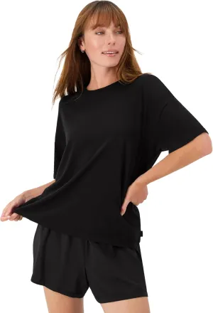 Hanes Women's Originals SuperSoft Comfywear 2 Piece Lounge Boxy T-Shirt & Sleep Shorts Loungewear Set