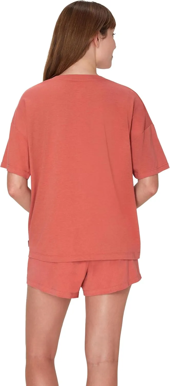 Hanes Women's Originals SuperSoft Comfywear 2 Piece Lounge Boxy T-Shirt & Sleep Shorts Loungewear Set