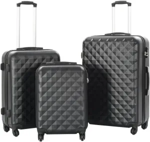 Hardcase Trolley Set - 3 Pieces, Durable ABS Material, Lightweight, Black