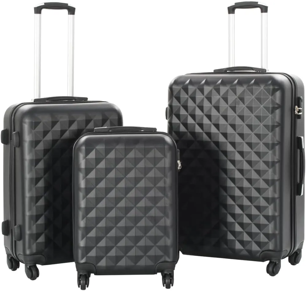 Hardcase Trolley Set - 3 Pieces, Durable ABS Material, Lightweight, Black