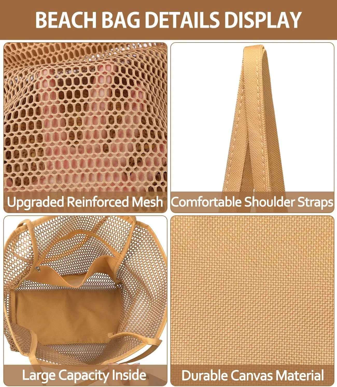 Hatisan Upgraded Mesh Tote Hobo Bag: Women's Beach Accessories