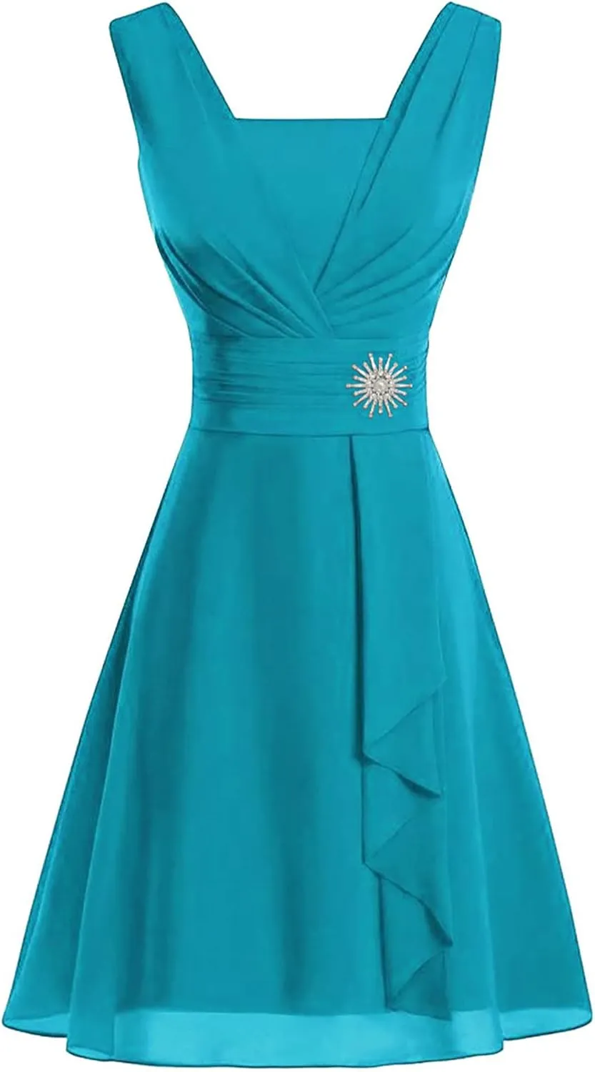 HGOOGY Chiffon Dresses for Women 2023 Wedding Guest Dress Summer Bridesmaid Ruched Flowy Plus Size Midi Sundresses