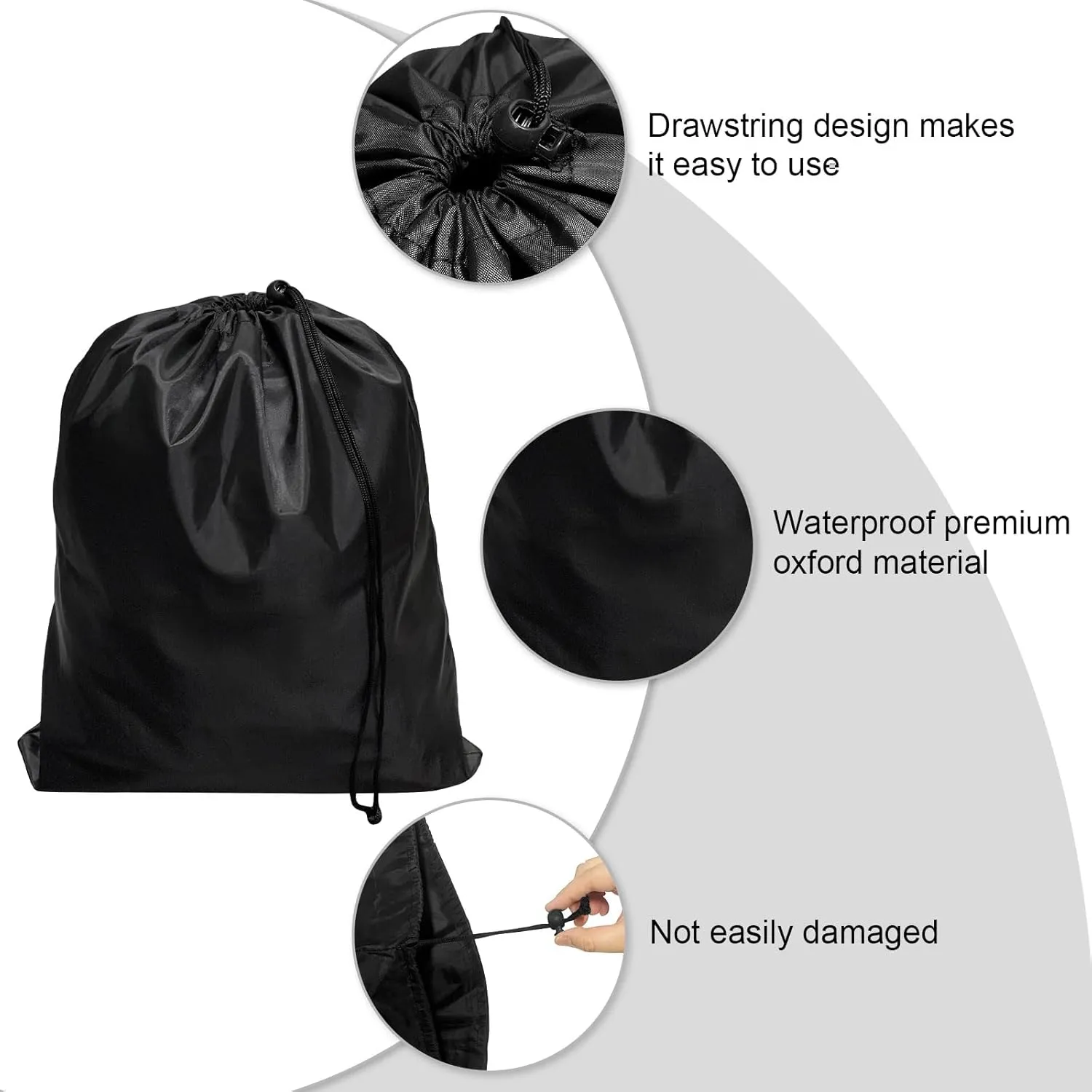 HIIXHC 8-Pack Drawstring Bags with Toggle, Durable Nylon Backpack for Gym, Sports, Travel, and Daily Use (Black, 6 x 8 Inch)
