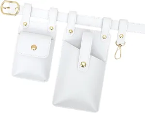 Hip Bag Soft Sturdy Waterproof PU Leather Comfortable for Women Chic Waist Bag, White