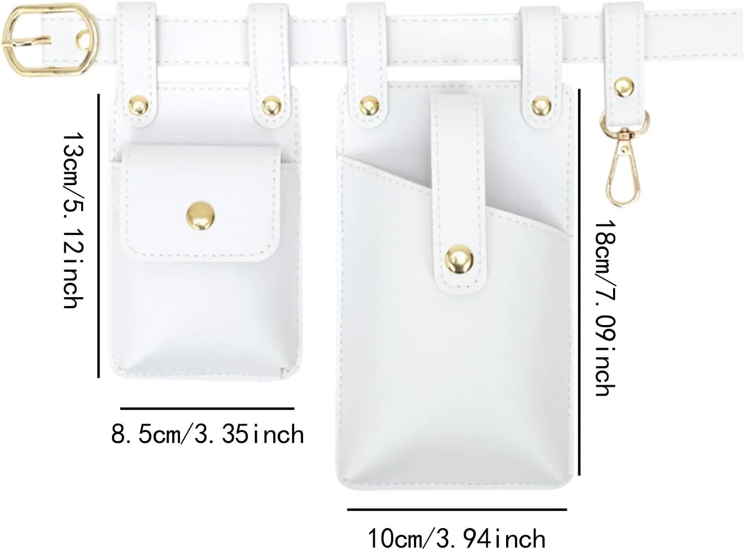 Hip Bag Soft Sturdy Waterproof PU Leather Comfortable for Women Chic Waist Bag, White