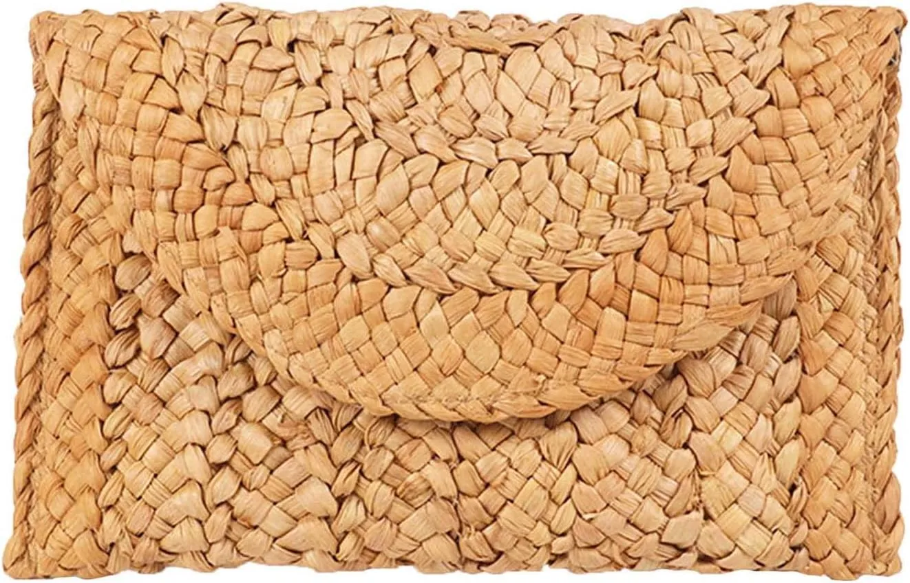 HJMND Women's Straw Clutch Woven Purse Summer Beach Bags Envelope Wallet Straw Bag