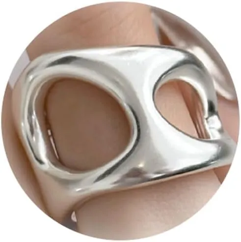 HUASAI Chunky Gold Rings for Women Silver Statement Rings Adjustable Wide Band Rings Irregular Stackable Rings for Women Jewelry Gift