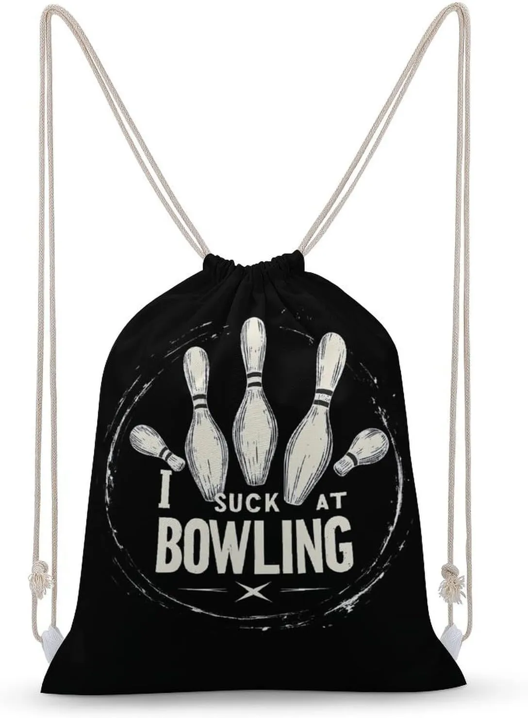 I Suck At Bowling Unisex Backpack Casual Daypacks Canvas Bag for Camping Hiking Travel 35x50cm