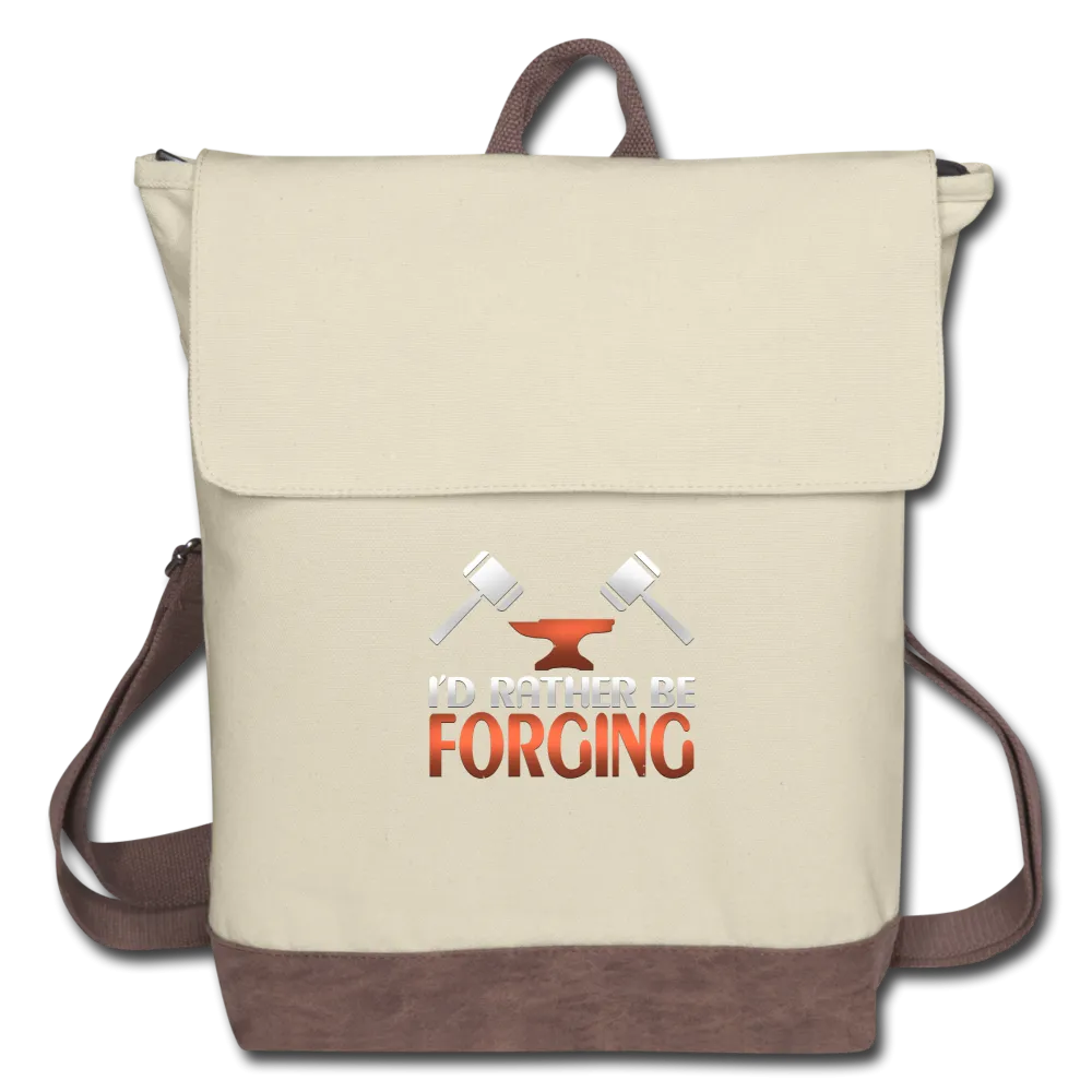 I'd Rather Be Forging Blacksmith Forge Hammer Canvas Backpack