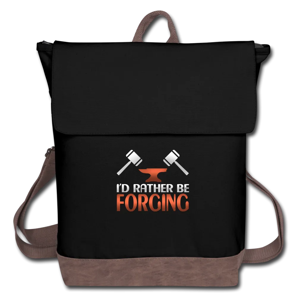 I'd Rather Be Forging Blacksmith Forge Hammer Canvas Backpack