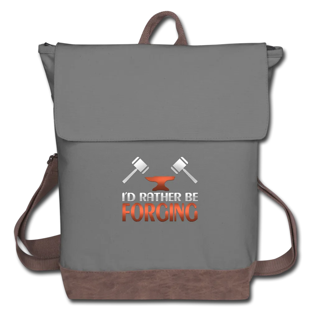 I'd Rather Be Forging Blacksmith Forge Hammer Canvas Backpack