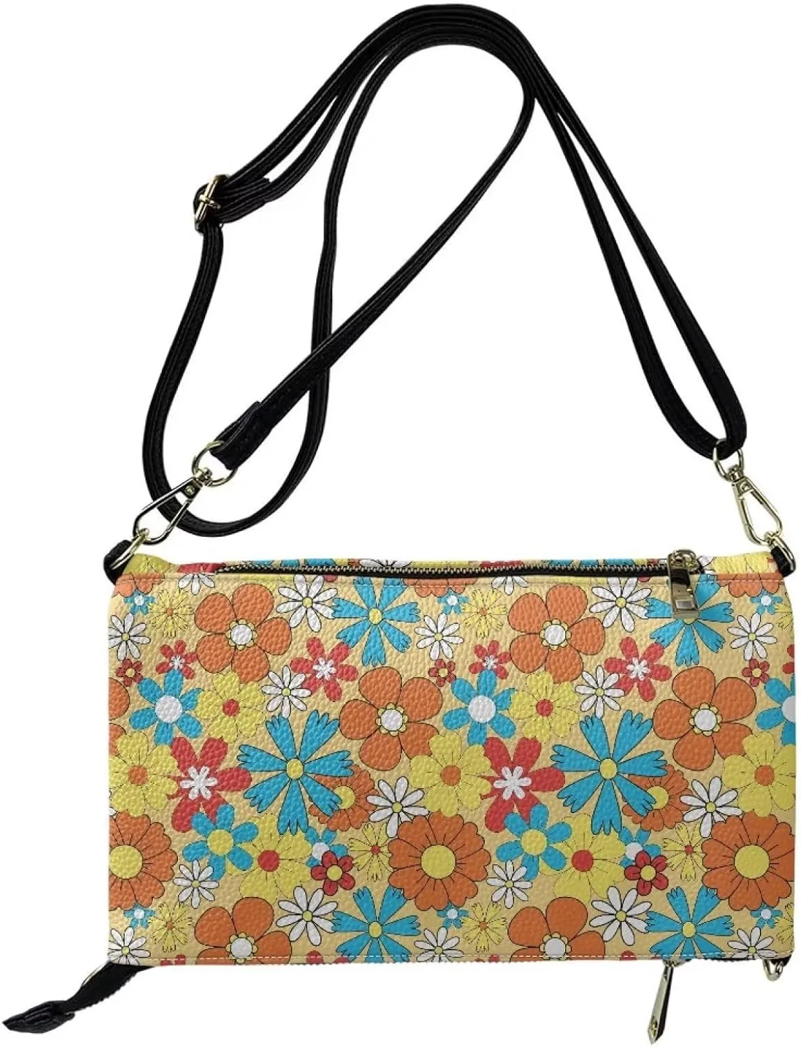 INSTANTARTS Envelope Handbags for Women Shoulder Crossbody Bag PU Leather Prom Party Evening Bags with Zipper