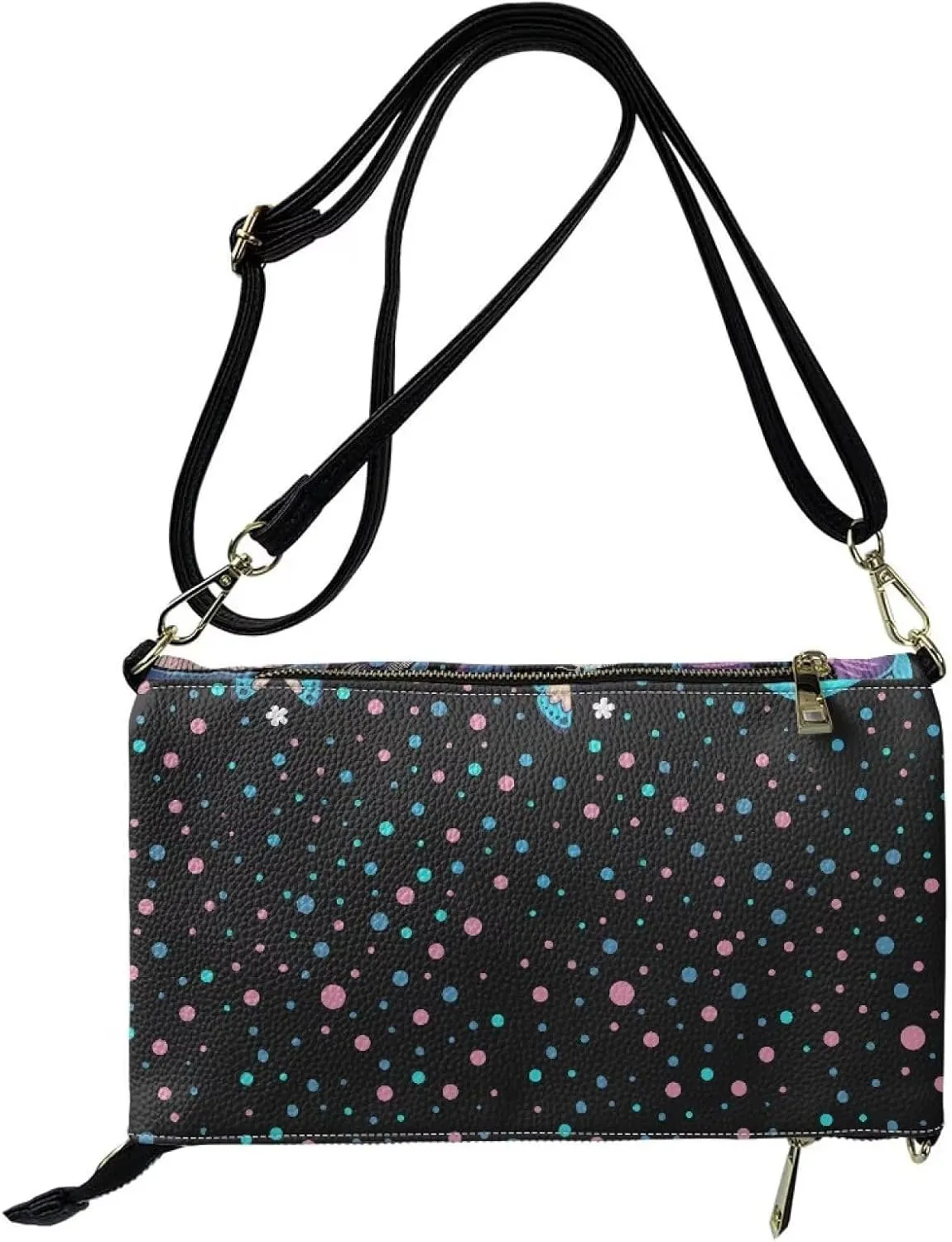 INSTANTARTS Envelope Handbags for Women Shoulder Crossbody Bag PU Leather Prom Party Evening Bags with Zipper